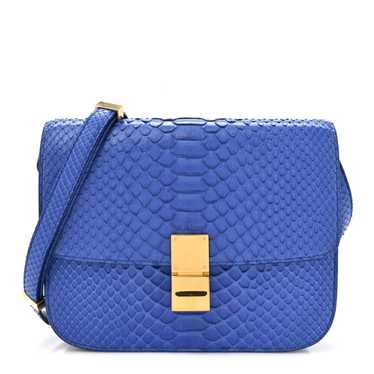 CELINE Snakeskin Medium Classic Box Flap Blue - image 1