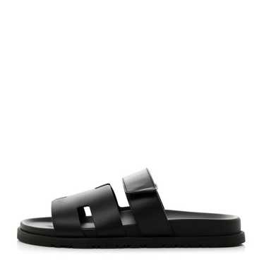 HERMES Calfskin Womens Chypre Sandals 40 Black