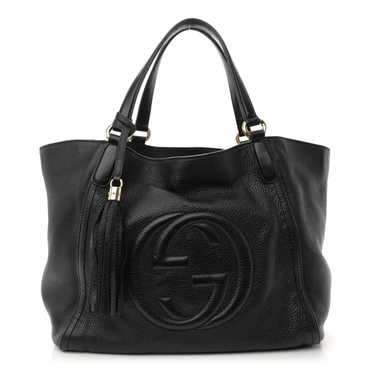 GUCCI Pebbled Calfskin Medium Soho Shoulder Bag Bl