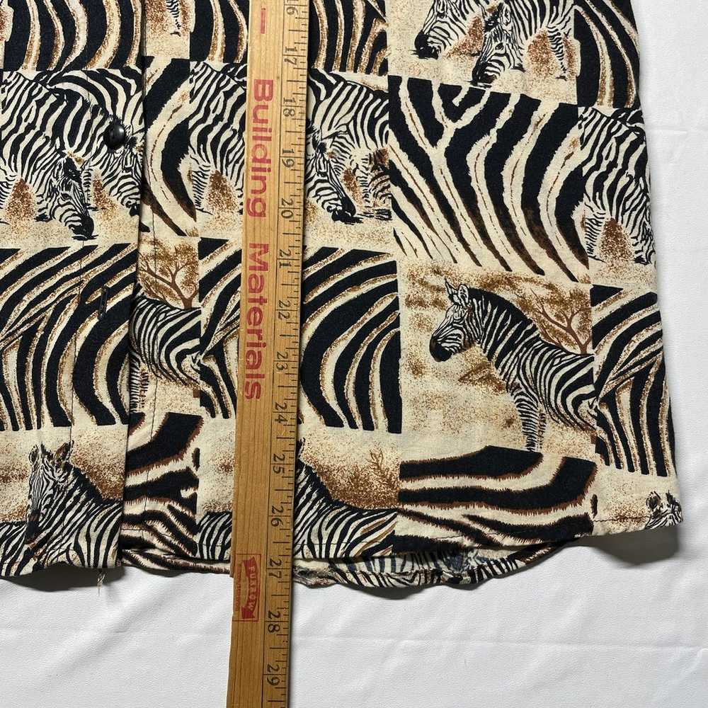 Vintage 80s Zebra Button Up Shirt Women’s Large A… - image 10