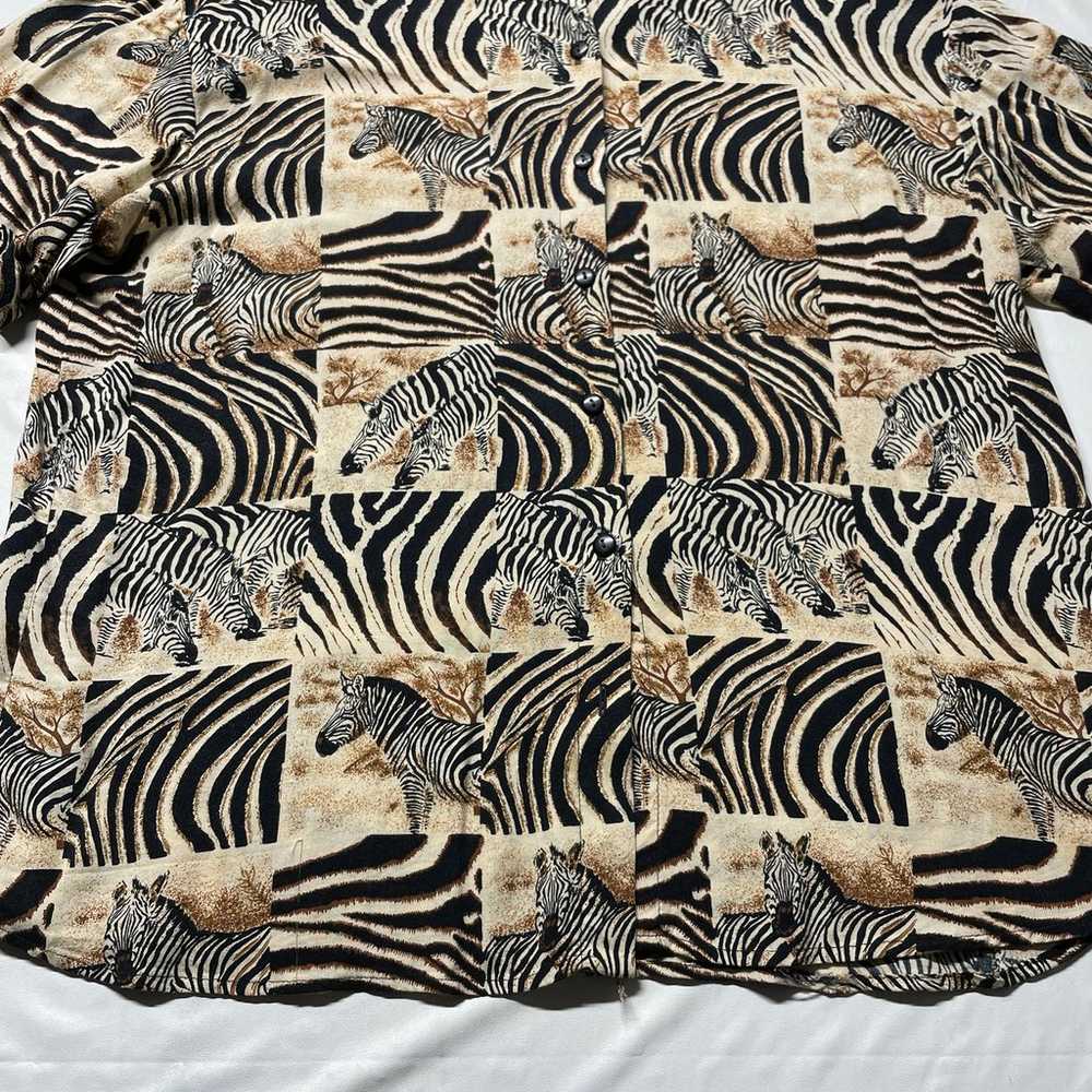 Vintage 80s Zebra Button Up Shirt Women’s Large A… - image 4