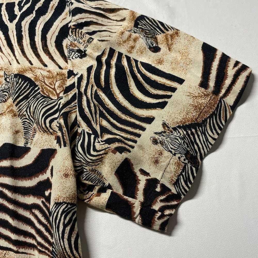 Vintage 80s Zebra Button Up Shirt Women’s Large A… - image 7