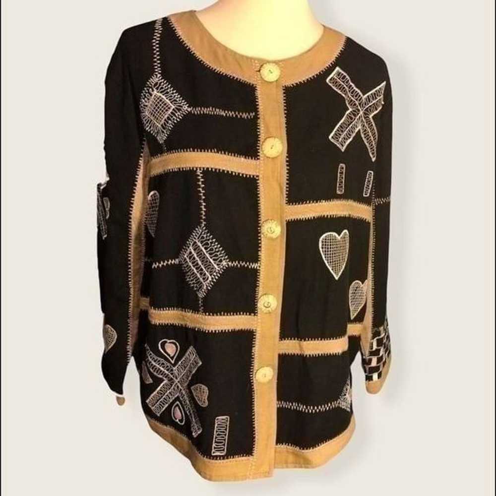 Flax Allure shacket type embroidered patchwork wo… - image 1