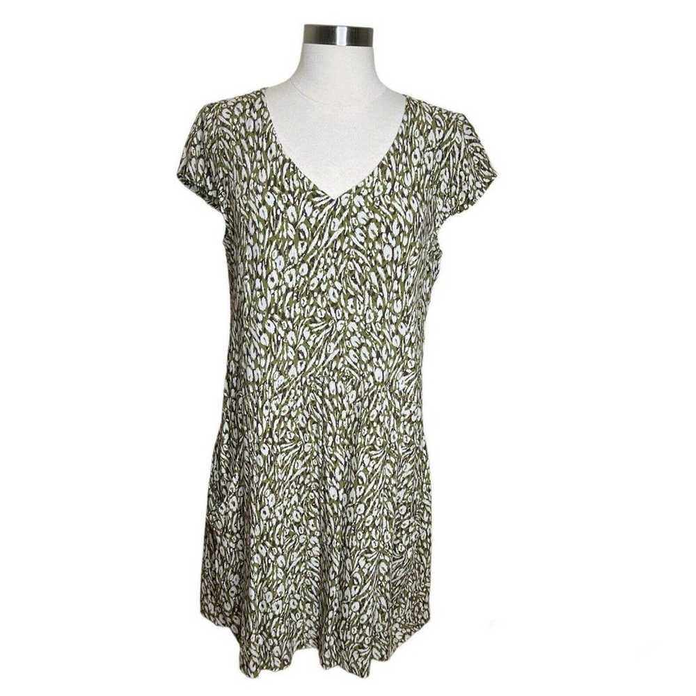 Garnet Hill Dress Womens 6 Green Printed Summer D… - image 1