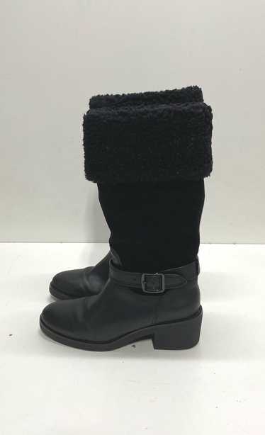 Coach Leather Shearling Parka Mid Calf Boots Black