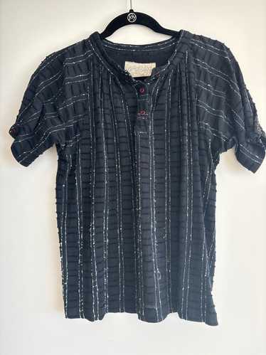 Ace and jig shirt womens extra small XS cheapest blue black stripe linen boxy lagen look