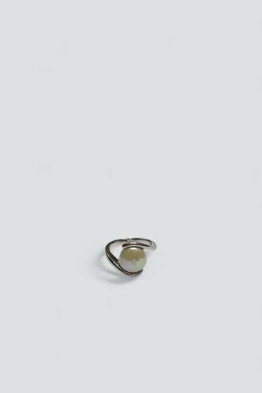 Sterling Silver Faux Pearl Button Ring