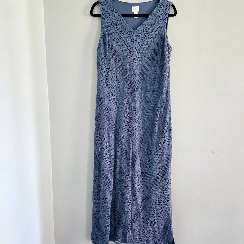 Chicos Blue Lace Maxi Dress 2 US M - image 1