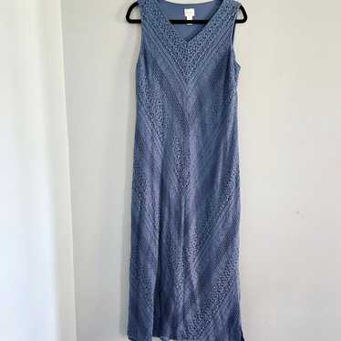 Chicos Blue Lace Maxi Dress 2 US M - image 1