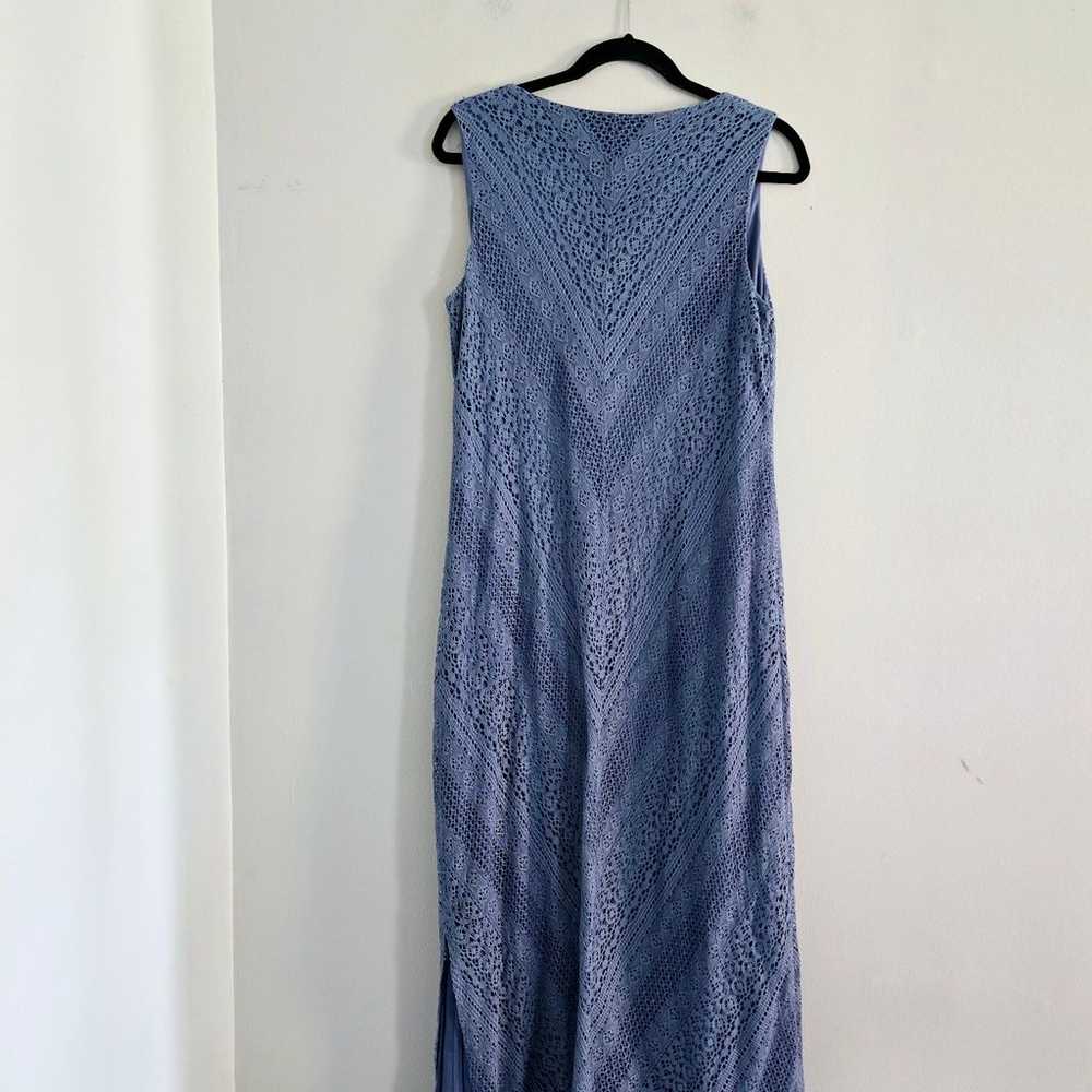 Chicos Blue Lace Maxi Dress 2 US M - image 3