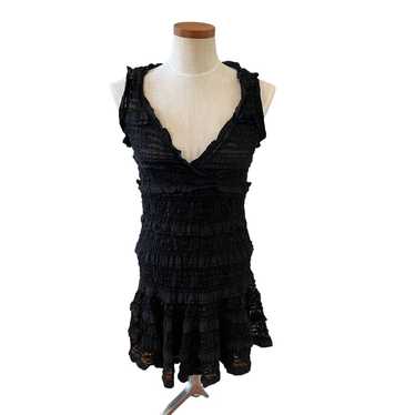 Max Studio black lace tiered party dress M