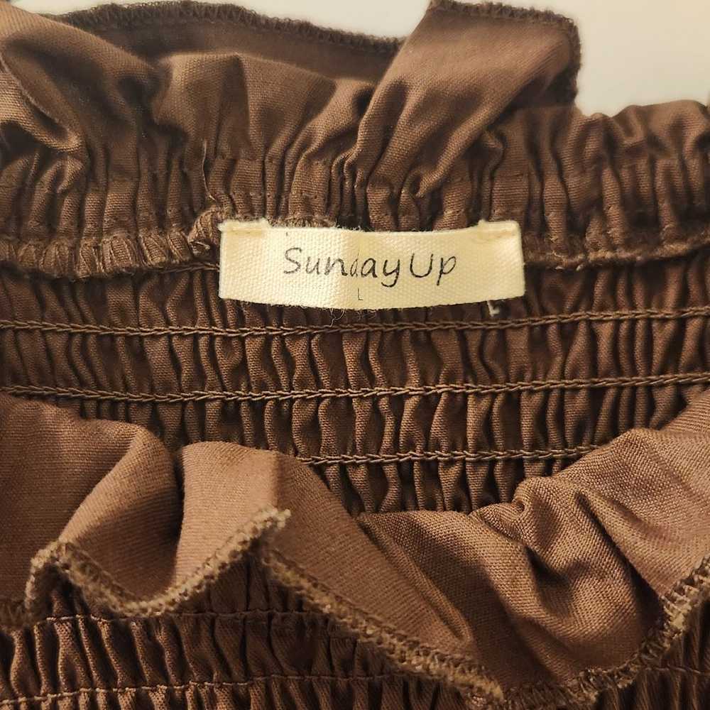 Sunday Up Brown Size L Brown Smocked Dress  Short… - image 2