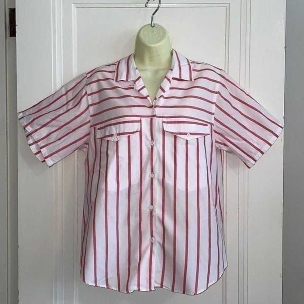 Vtg 80s/90s Picket and Post white & red striped o… - image 1