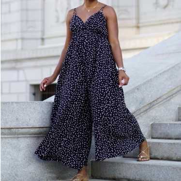 maeve anthropologie finley polka dot wide leg jump