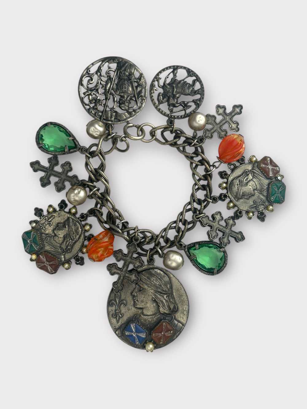 ART Blackened Silver Coin Charm Bracelet - image 1