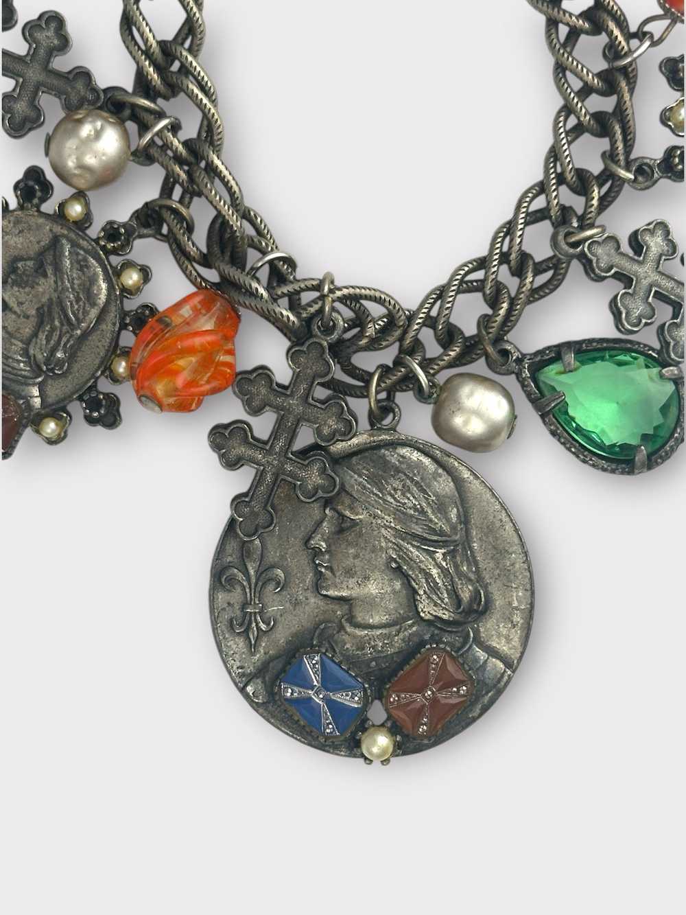 ART Blackened Silver Coin Charm Bracelet - image 4