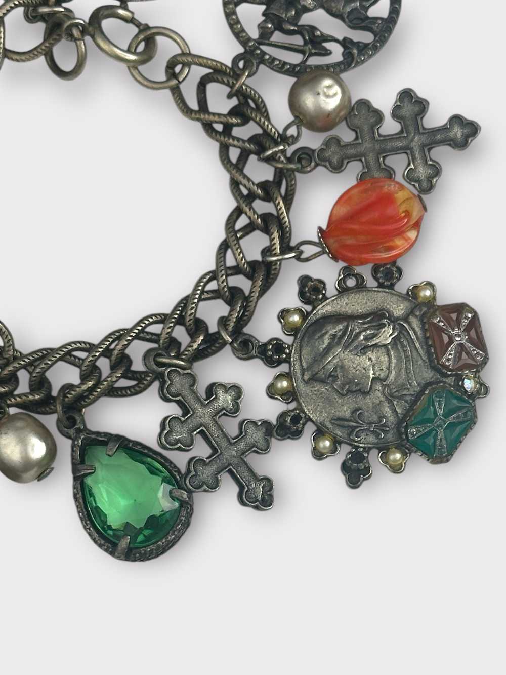 ART Blackened Silver Coin Charm Bracelet - image 6