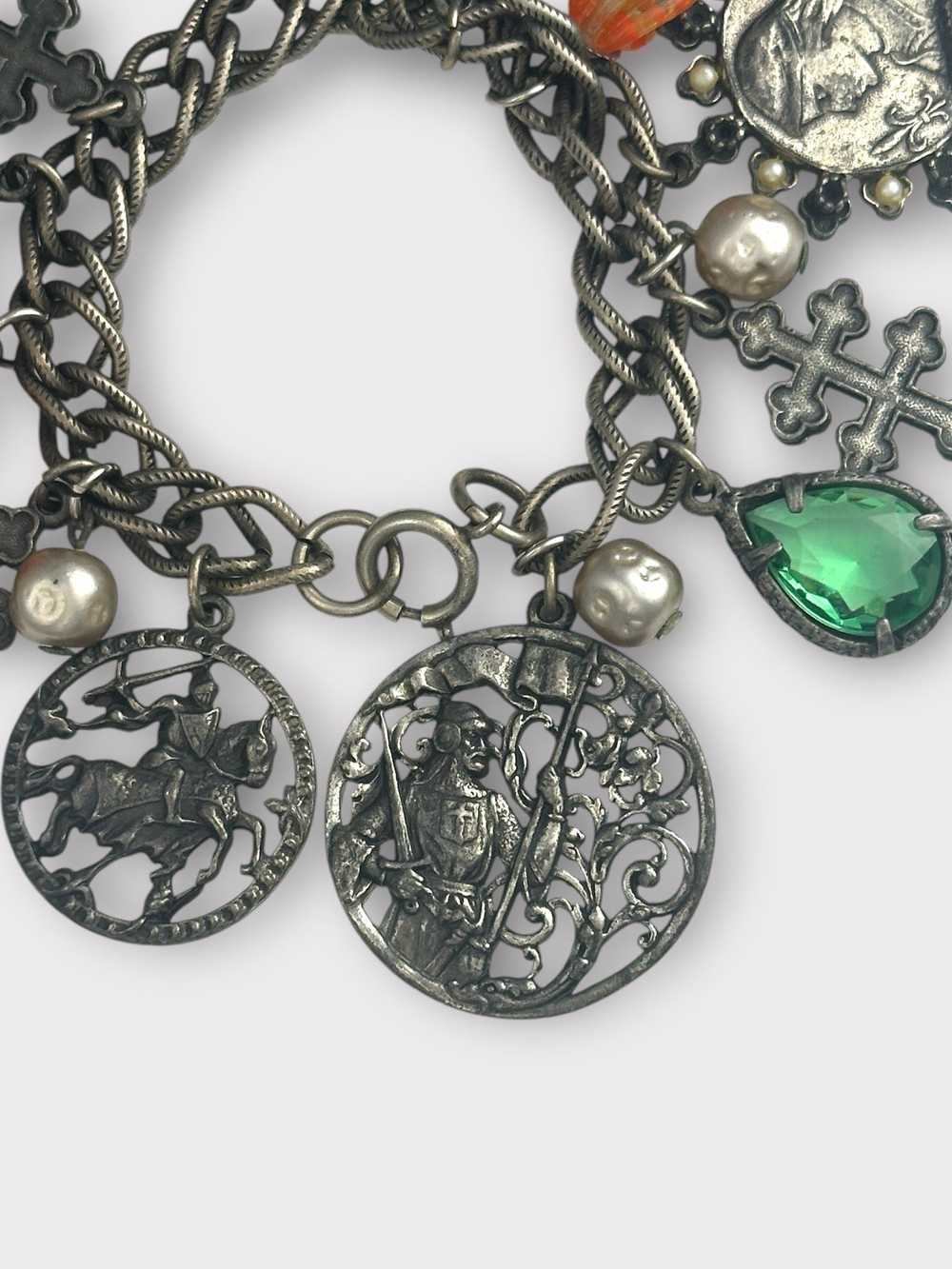 ART Blackened Silver Coin Charm Bracelet - image 7