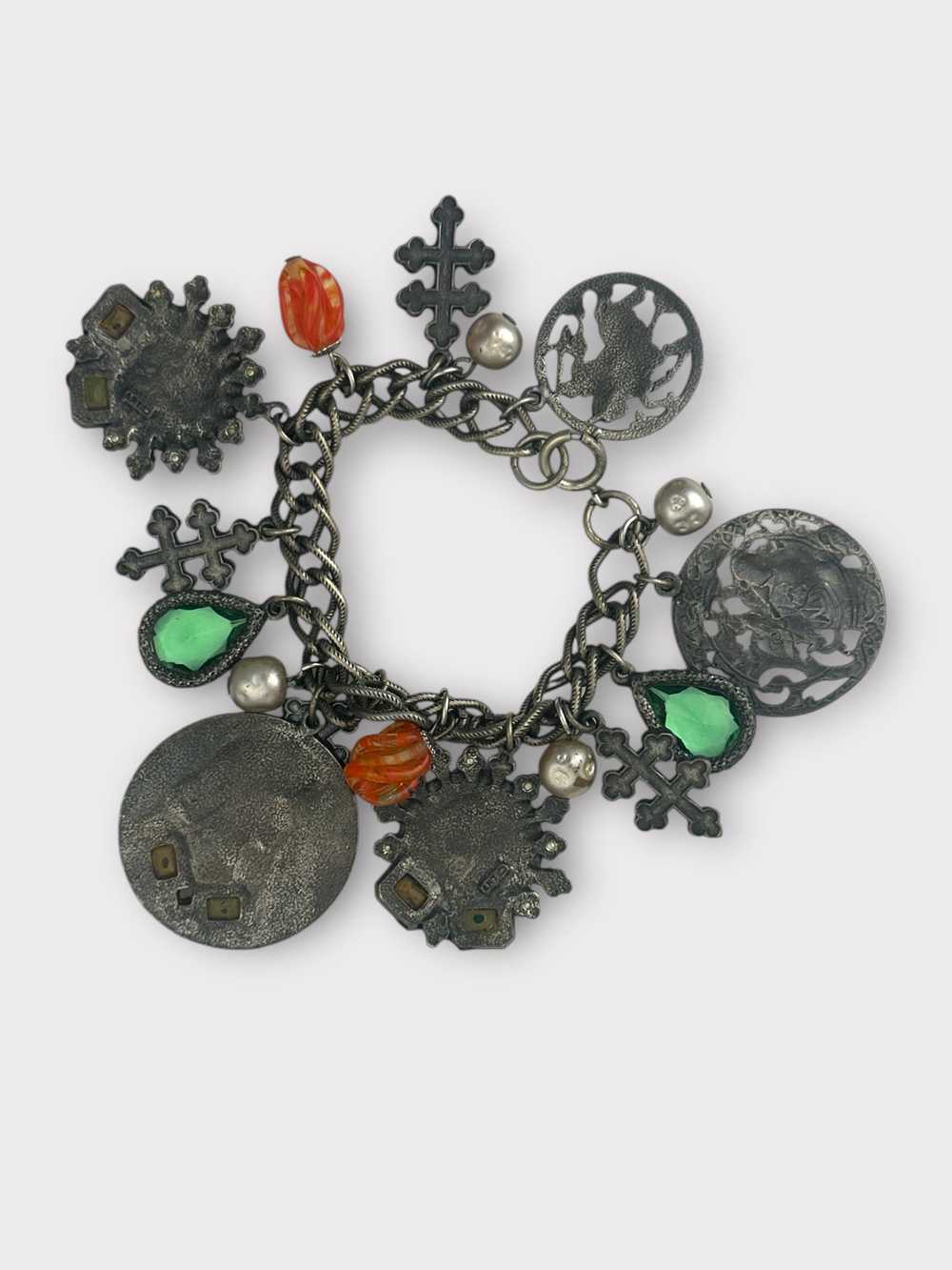 ART Blackened Silver Coin Charm Bracelet - image 8