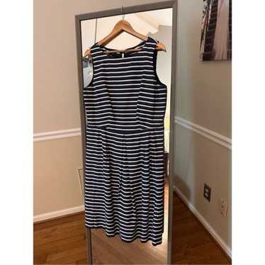 Talbots Navy Black striped knee length Cotton Dres