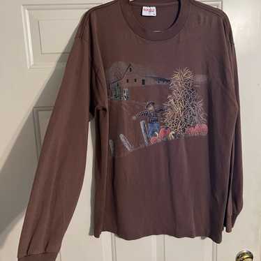 XL Vtg 90s Single Stitch Fall Harvest Scarecrow B… - image 1