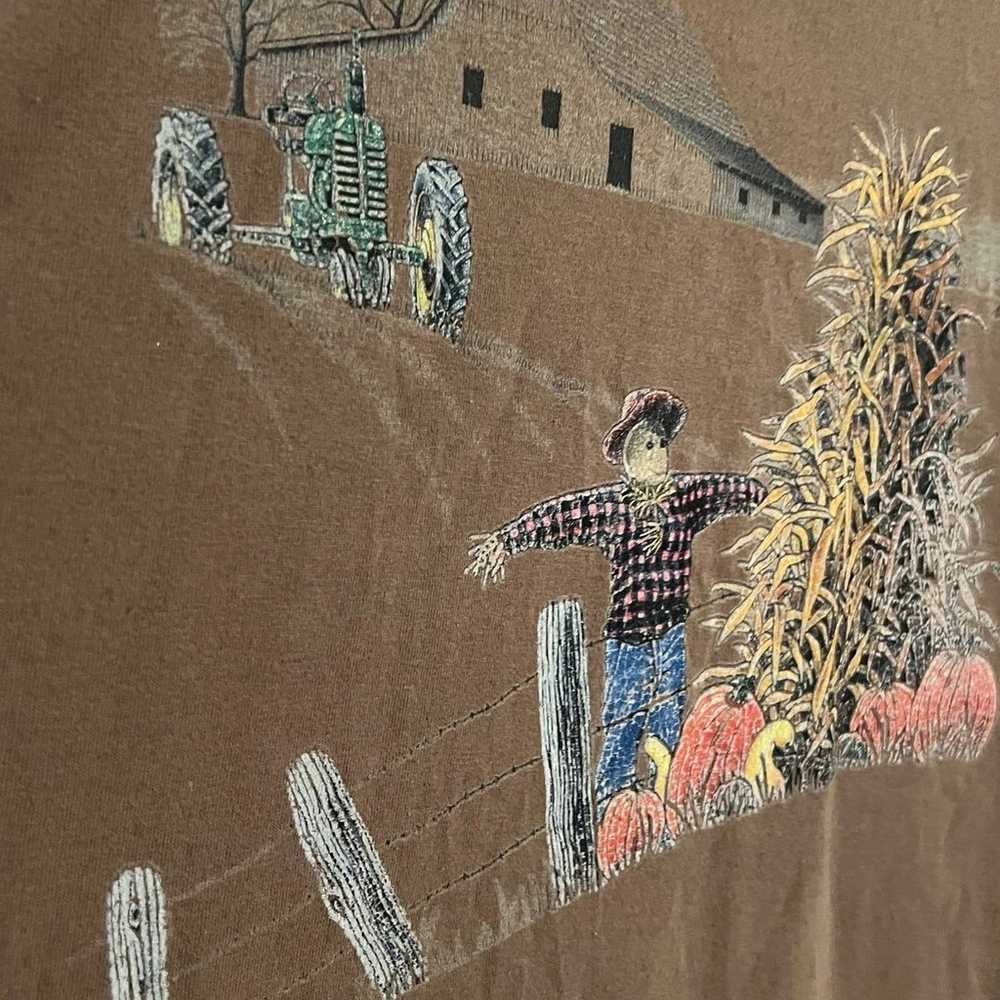 XL Vtg 90s Single Stitch Fall Harvest Scarecrow B… - image 5