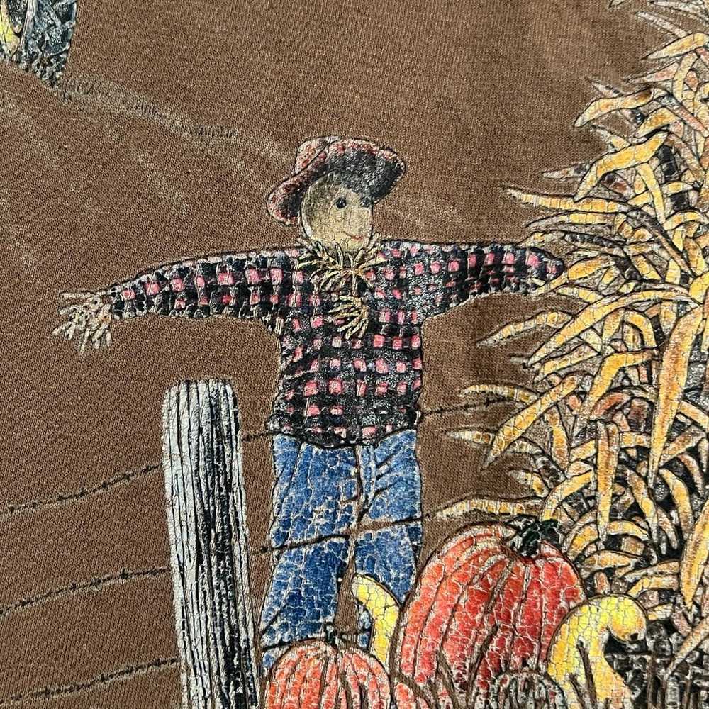 XL Vtg 90s Single Stitch Fall Harvest Scarecrow B… - image 9