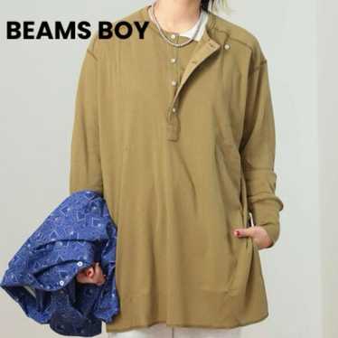 BEAMS BOY Long Sleeve T-Shirt Military Rib Khaki