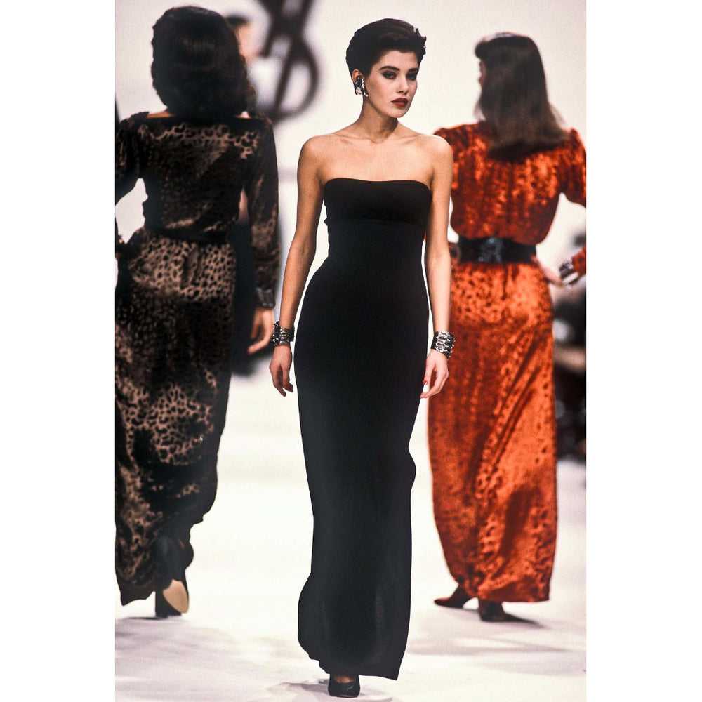 1980s Rive Gauche Black Tube Maxi Dress - image 2