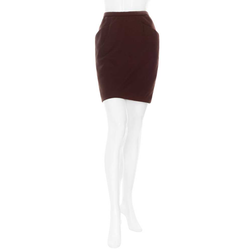 Brown Wool Pocket Pencil Skirt - image 1