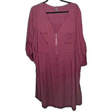 Torrid Women's Maroon V-Neck Zip Roll Tab Drawstr… - image 1