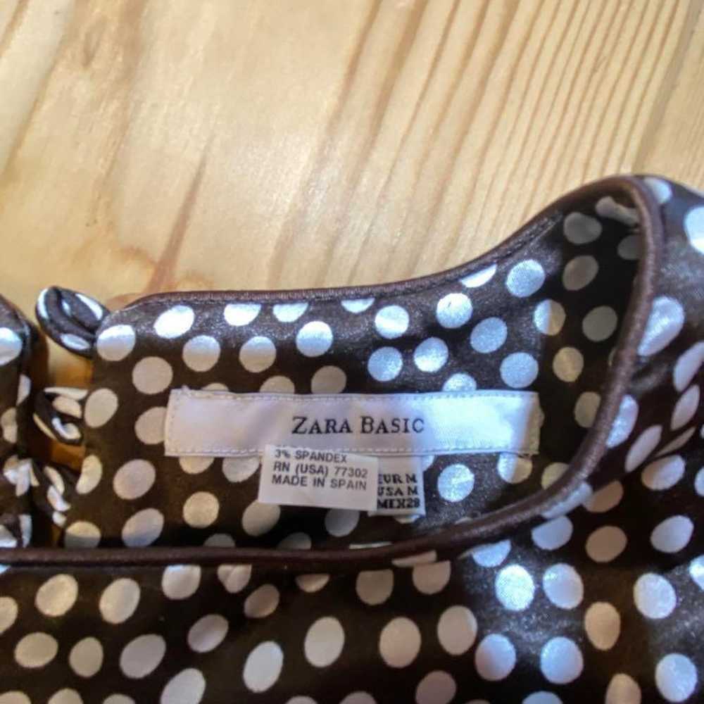 【ZARA BASIC】Zara Basic Brown and White Dot Sleeve… - image 3