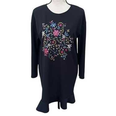 Zara Woman Basic Navy Blue Long Sleeve Embroidere… - image 1