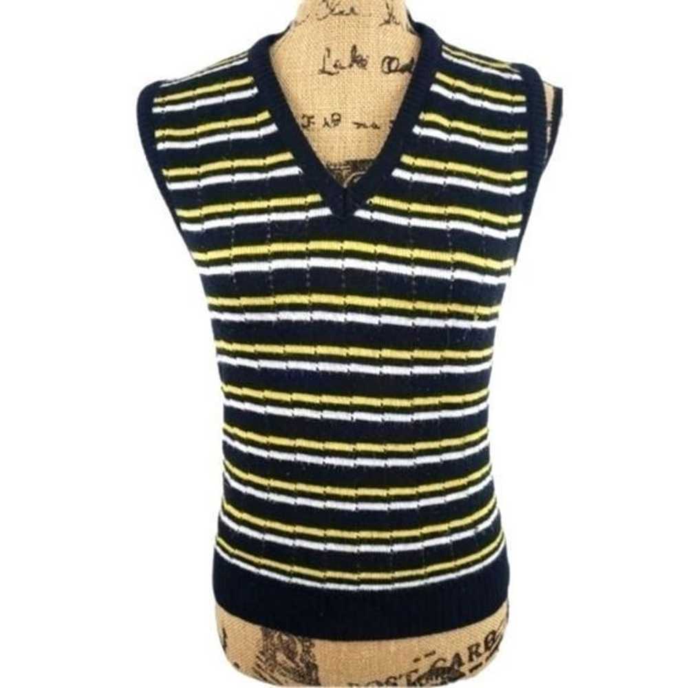 Vintage 60s Yellow Black & White Sweater Vest - image 1