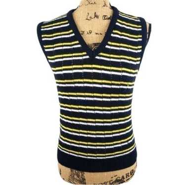 Vintage 60s Yellow Black & White Sweater Vest - image 1