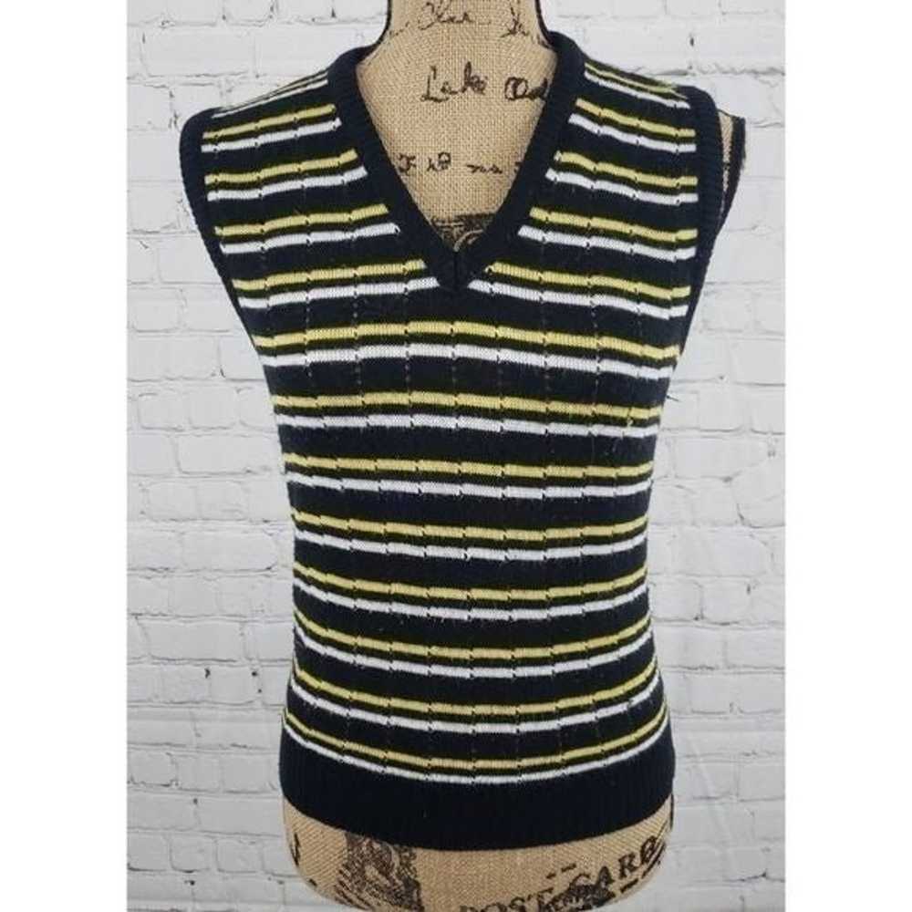 Vintage 60s Yellow Black & White Sweater Vest - image 2