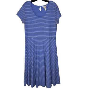 Matilda Jane Blue Gold Striped Short Sleeve Fit &… - image 1