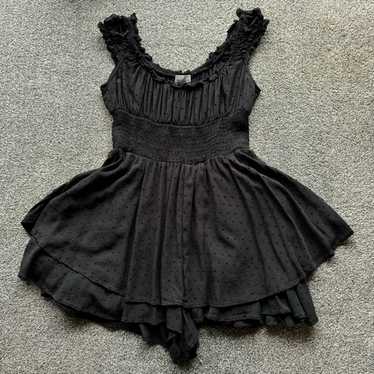 Urban Outfitters Rosie Smocked Tiered Ruffle Rompe