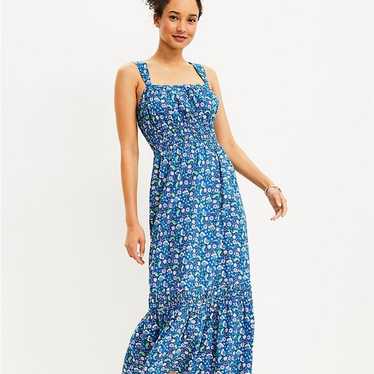 LOFT Floral Shirred Flounce Maxi Dress