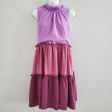 Strut & Bolt Tiered Colorblock Dress Medium Purpl… - image 1