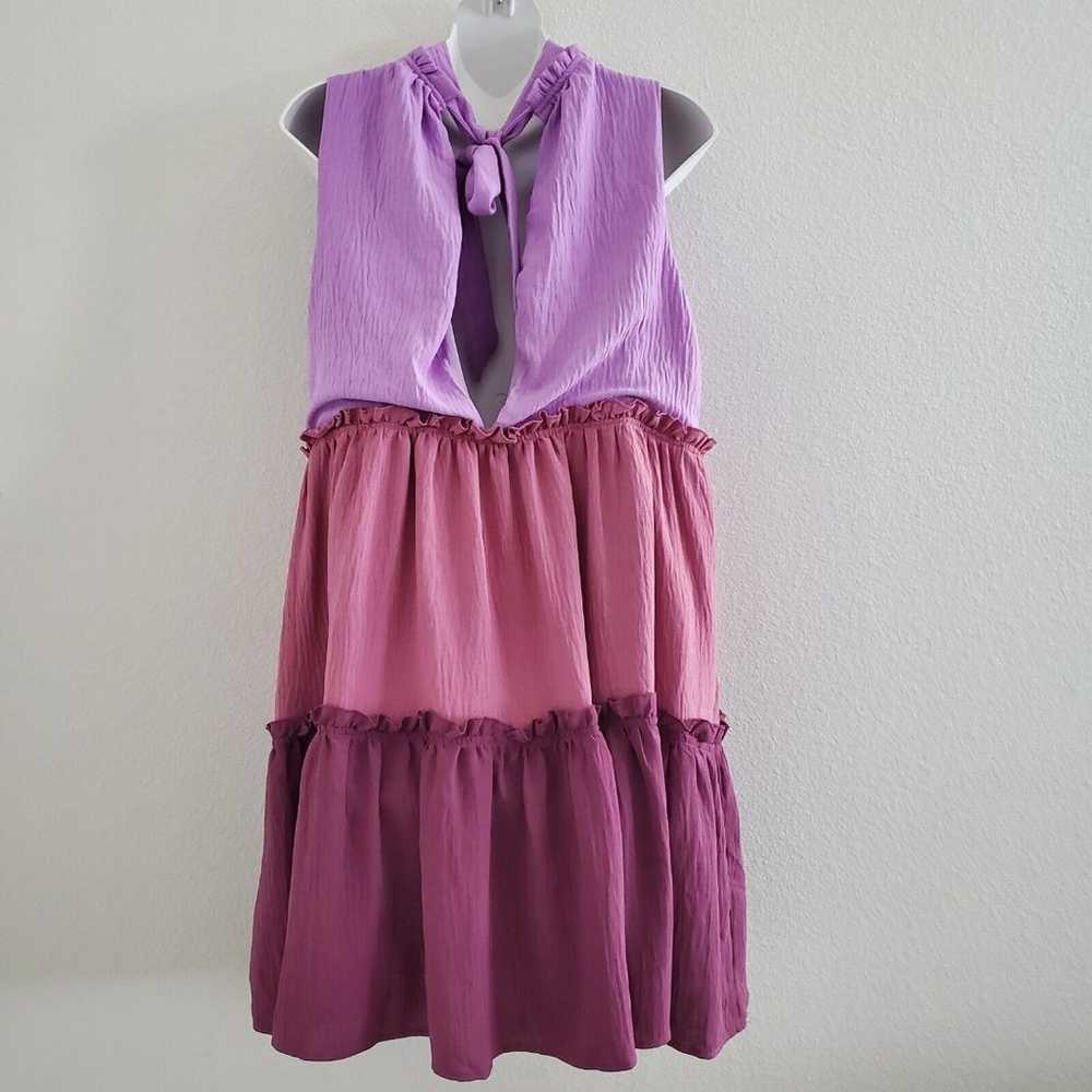 Strut & Bolt Tiered Colorblock Dress Medium Purpl… - image 7