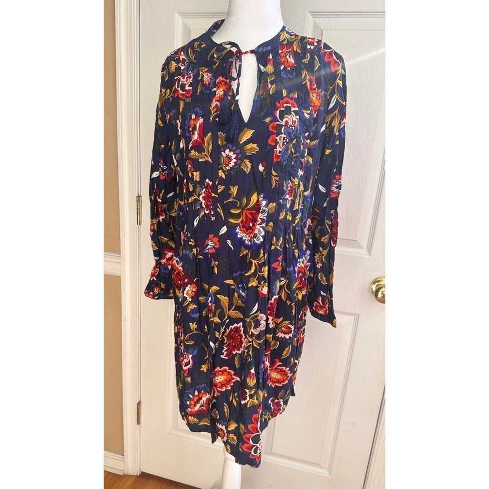 Old Navy Boho Floral Print Swing Dress Blue Red S… - image 3