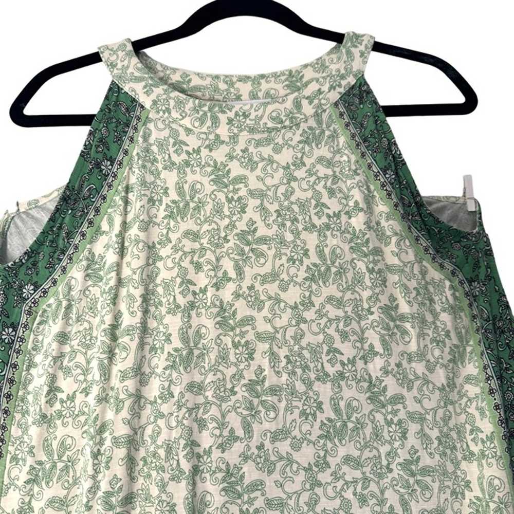 J. Jill Green & Cream Floral Sleeveless Midi Dres… - image 4