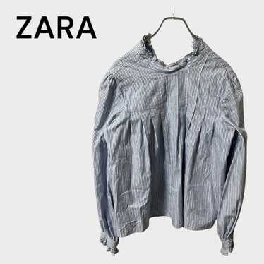 ZARA S Long Sleeve Blouse Striped No Collar Multi… - image 1