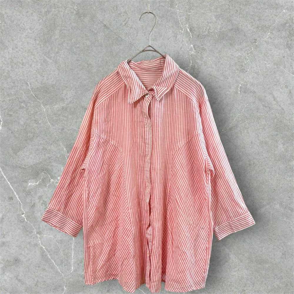 Extremely beautiful shirt blouse, size M, red str… - image 1