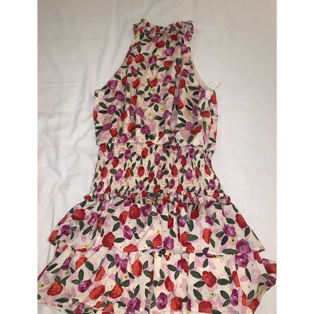 TCEC FLORAL SUNDRESS WITH RUFFLES SMOCKED RED PUR… - image 2