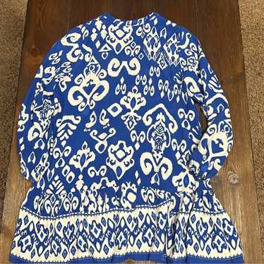 Zara Printed Mini Dress Ecru and Blue