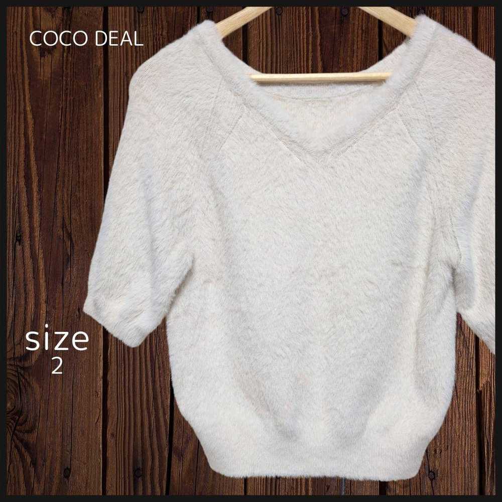 COCO DEAL V-neck Sweater Mohair-like Feather Shor… - image 1