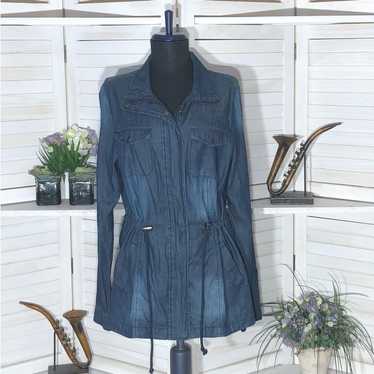 Vintage Cavalini lightweight chambray blue jacket… - image 1