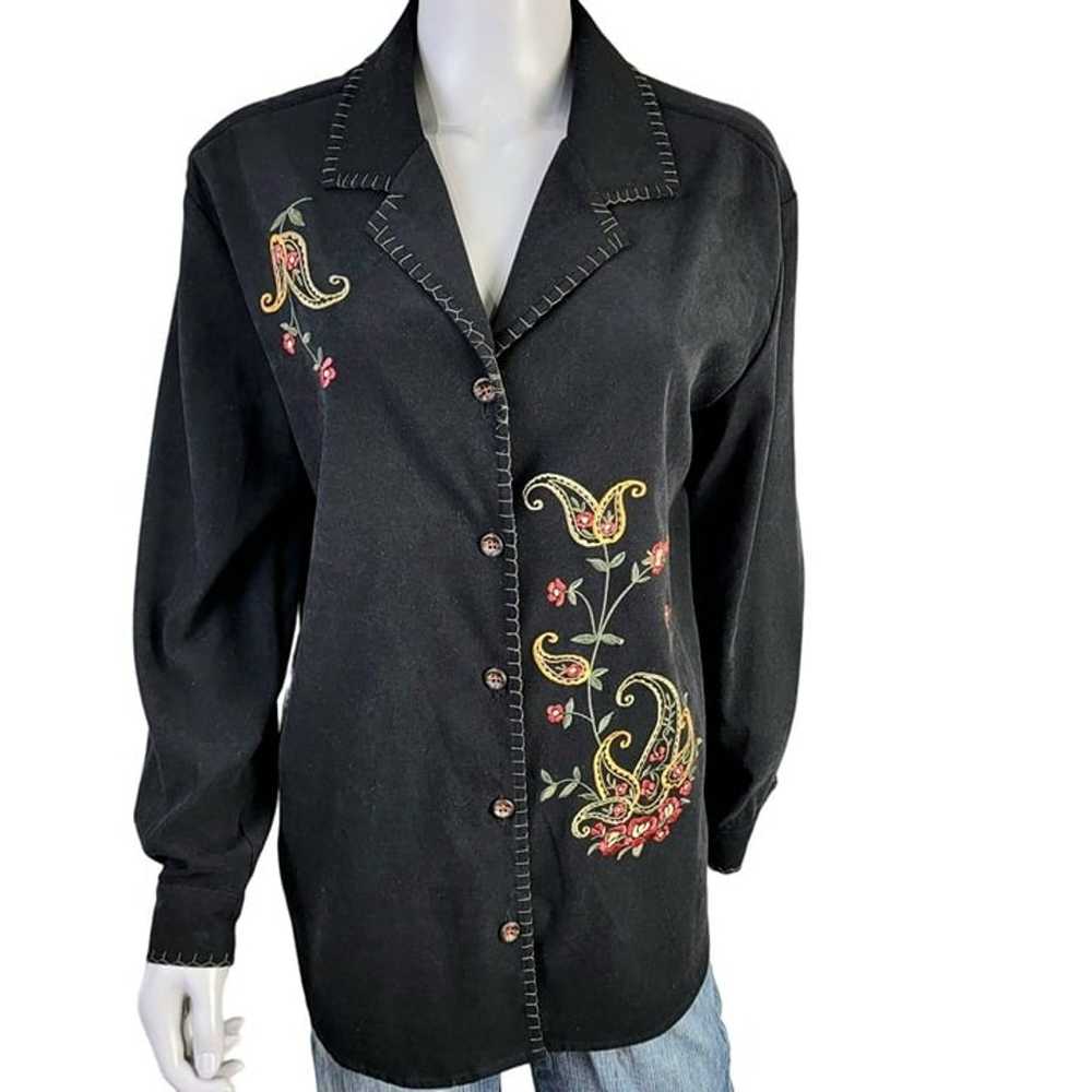 Vintage 80s Western Shirt Jacket Women Medium 8 B… - image 3